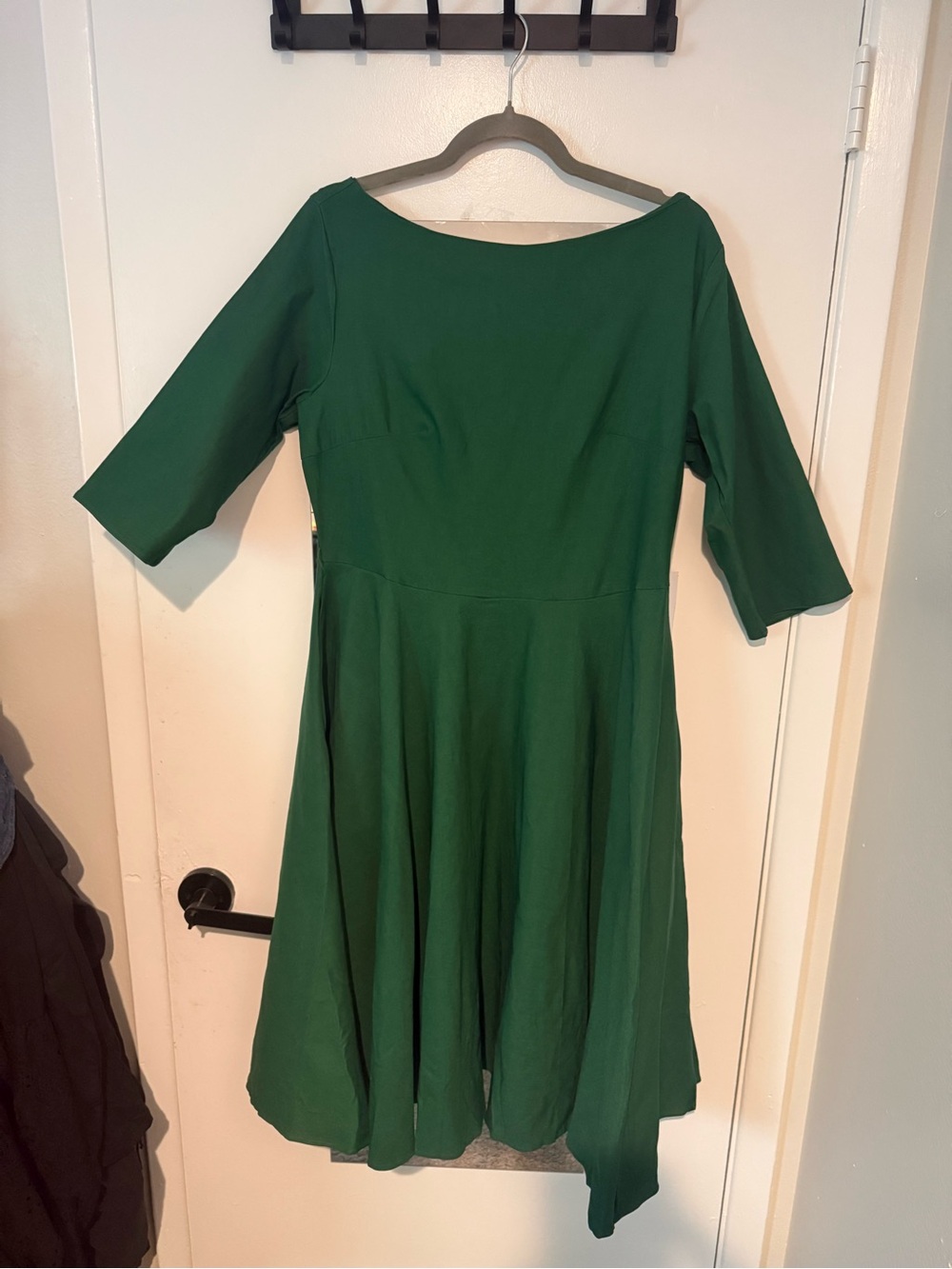 Unique Vintage Pinup Girl Emerald Green Boatneck Midi Dress NWT size 1x 16